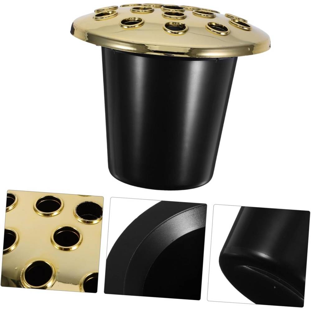 Lot de 2 inserts pour vase funéraire - Couvercles dorés - Plastique durable - Fabriqué au Royaume-Uni - Living123 - Image 6