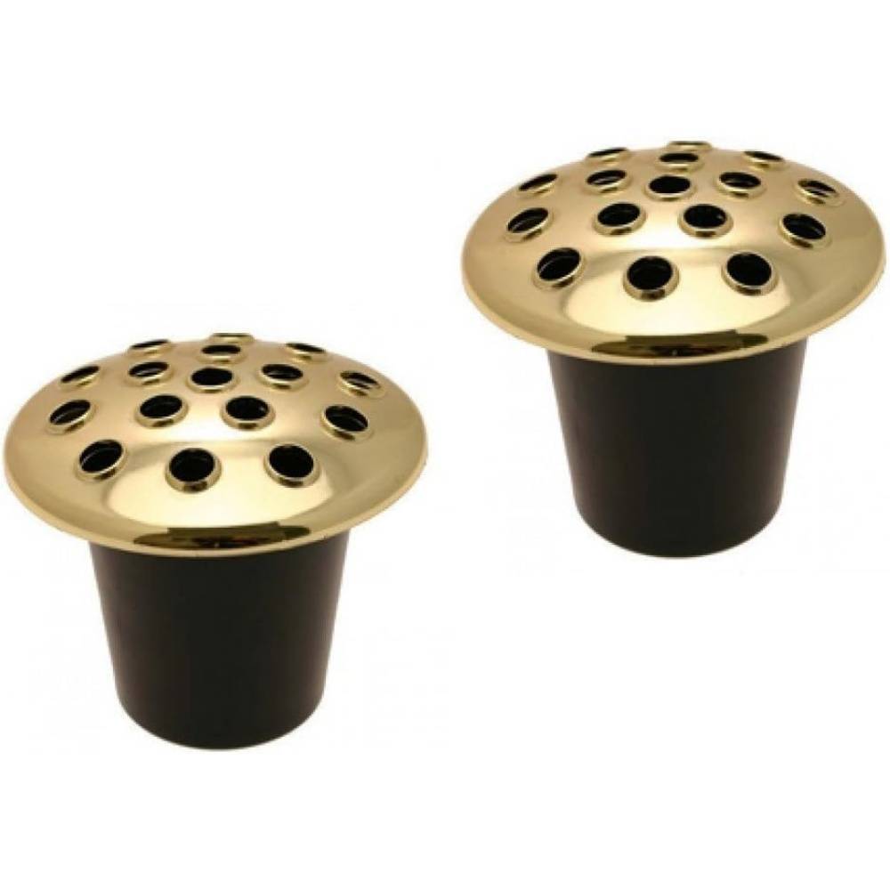 Lot de 2 inserts pour vase funéraire - Couvercles dorés - Plastique durable - Fabriqué au Royaume-Uni - Living123 - Image 1