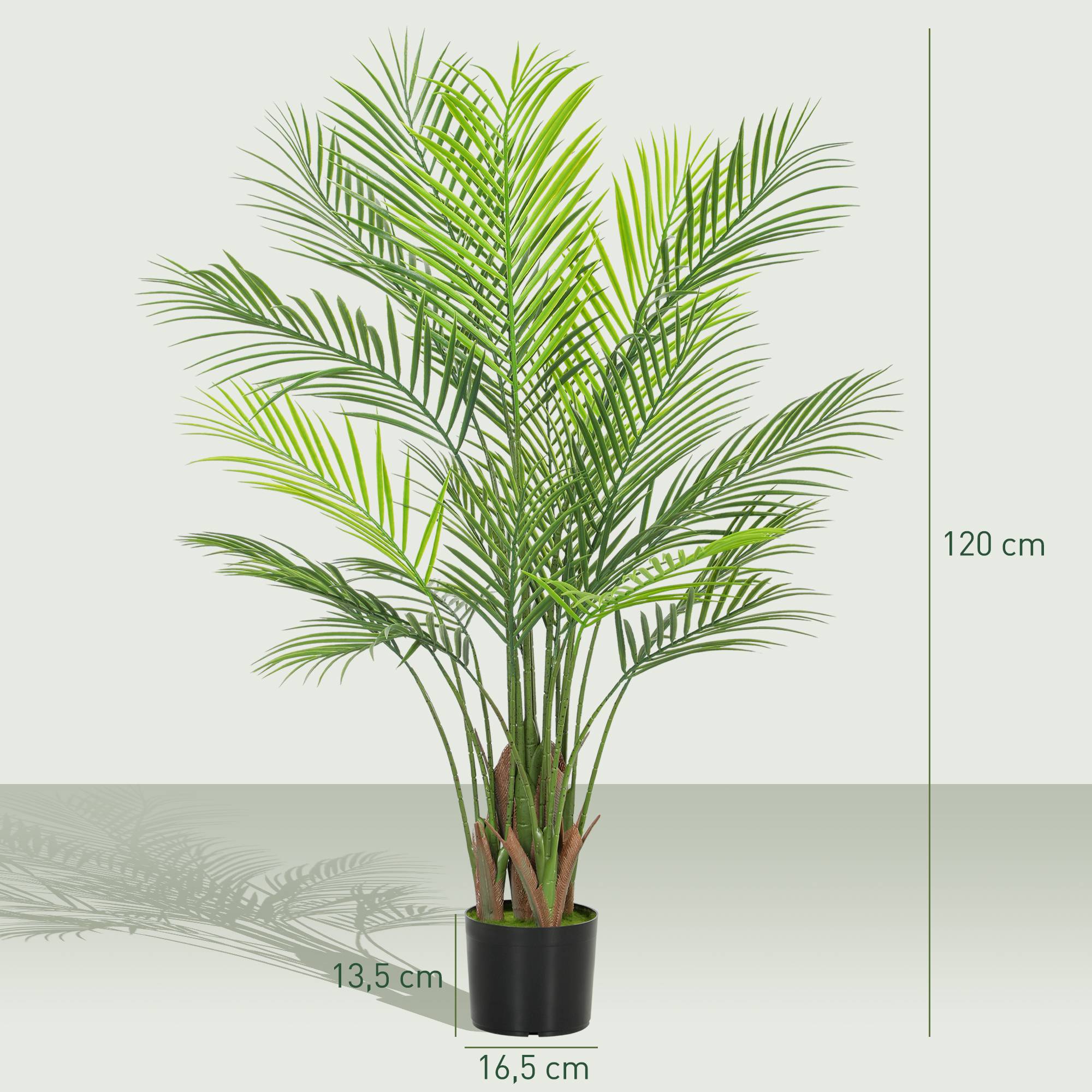 Plante artificielle intérieure 120 cm, palmier arbre artificiel avec pot en plastique et flocage, vert - Image 5