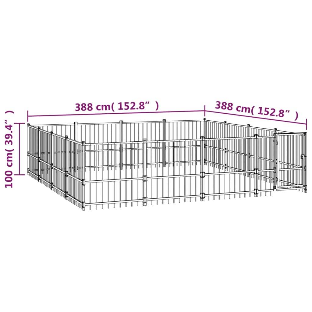 Vidaxl - Chenil d'extérieur pour chiens Acier 15,05 m² vidaXL 3124626 - Image 7