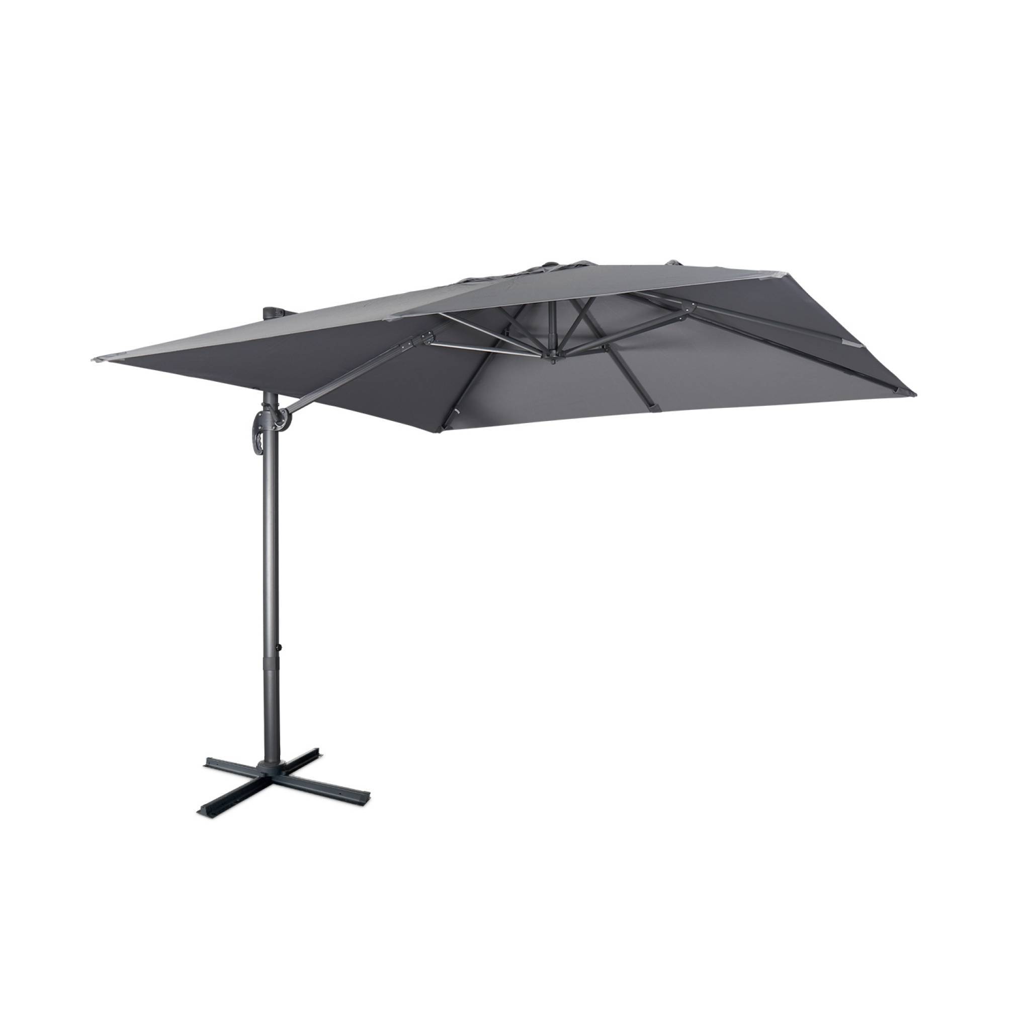 sweeek - Parasol déporté carré 3x3m haut de gamme - Falgos - gris - Parasol excentré inclinable. rabattable et rotatif à 360°. | sweeek - Image 2