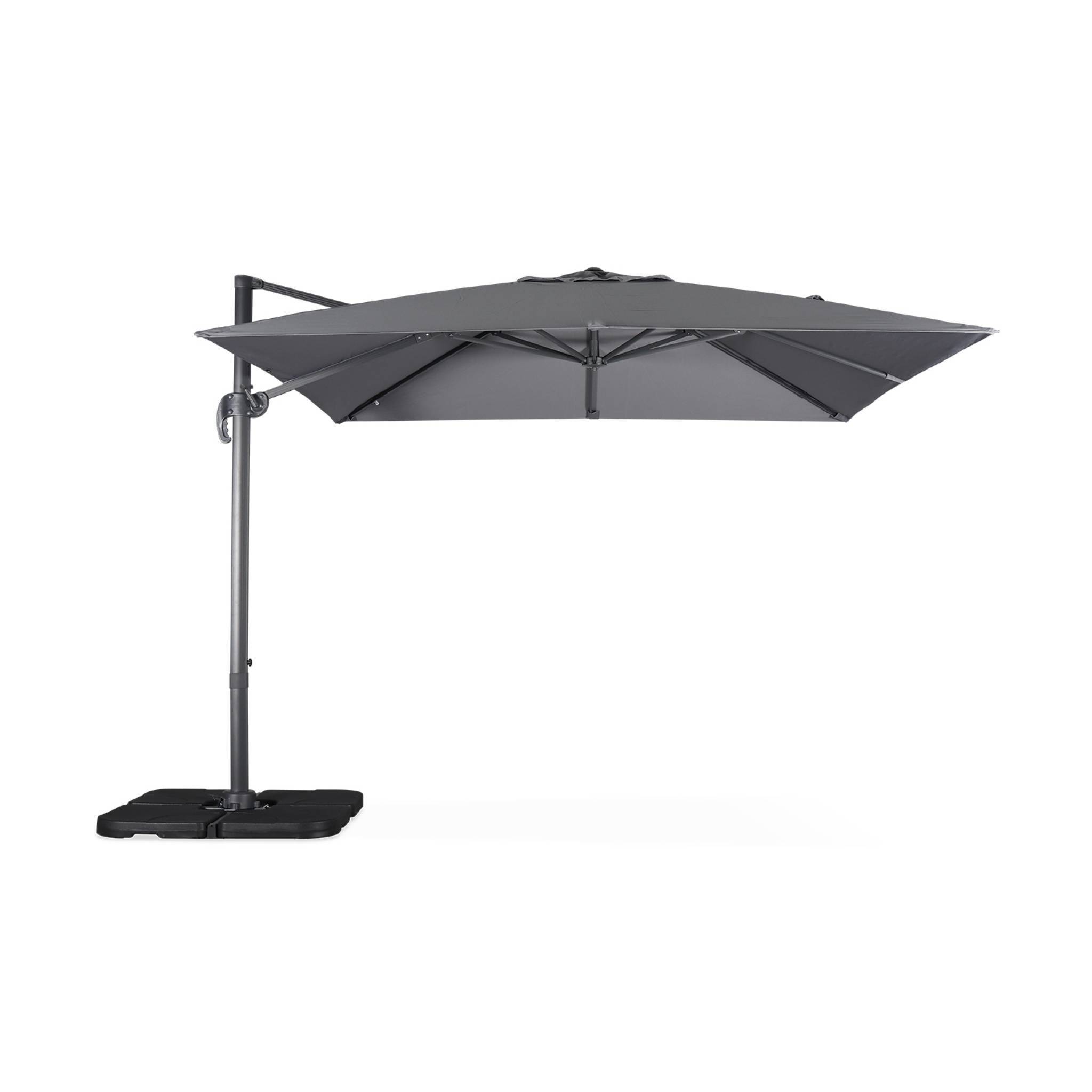 sweeek - Parasol déporté carré 3x3m haut de gamme - Falgos - gris - Parasol excentré inclinable. rabattable et rotatif à 360°. | sweeek - Image 5