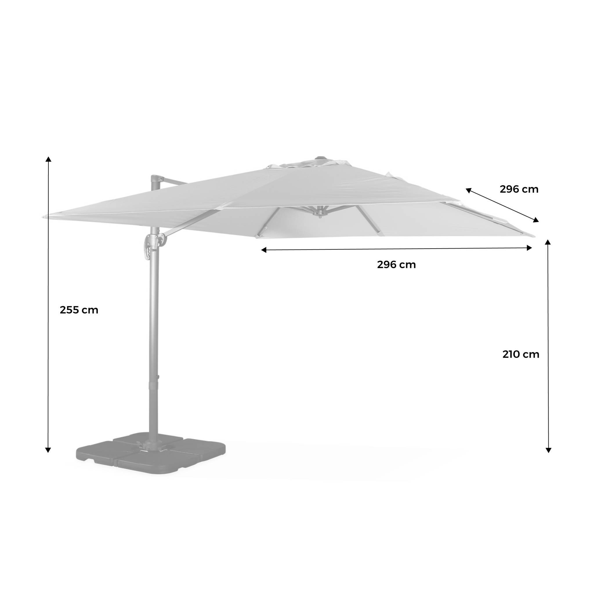 sweeek - Parasol déporté carré 3x3m haut de gamme - Falgos - gris - Parasol excentré inclinable. rabattable et rotatif à 360°. | sweeek - Image 3