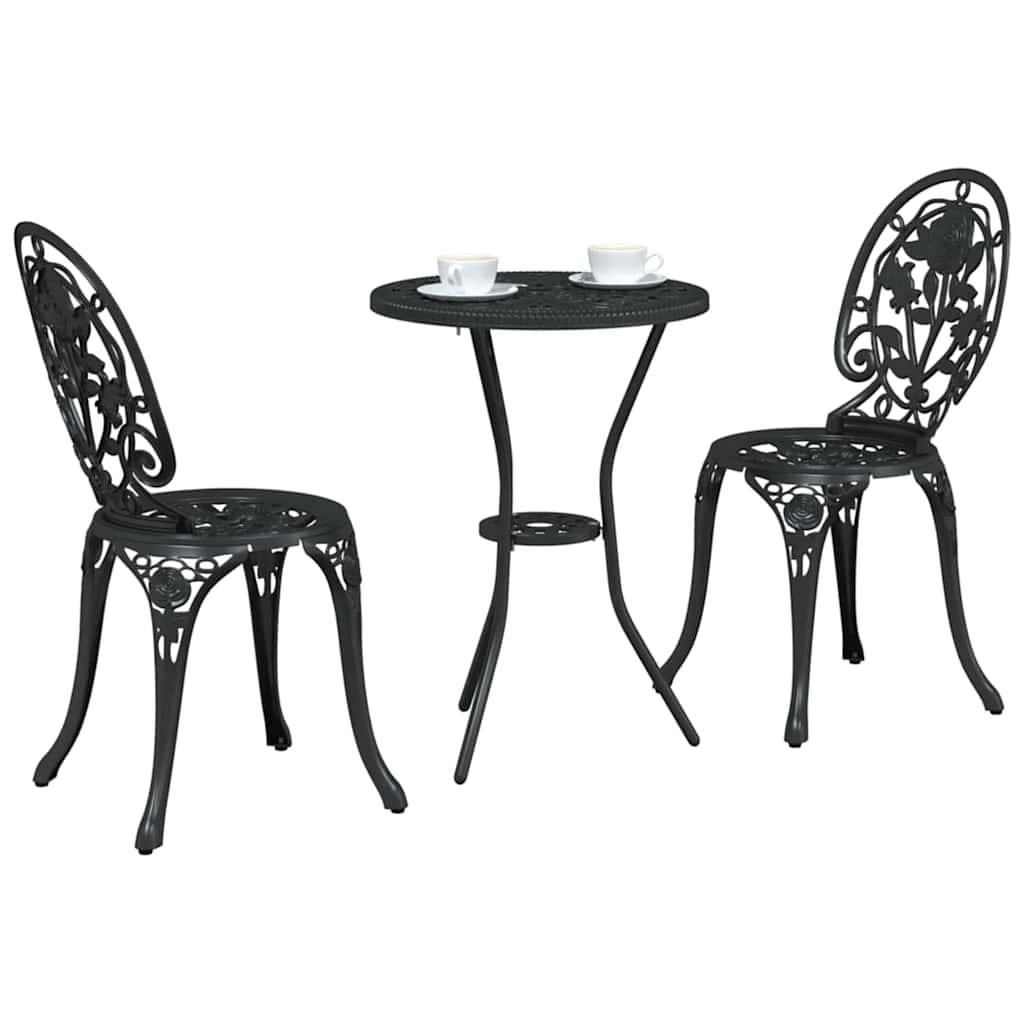 Vidaxl - Ensemble bistro de jardin 3 pcs-Salons de jardin Noir Aluminium 207664 - Image 3