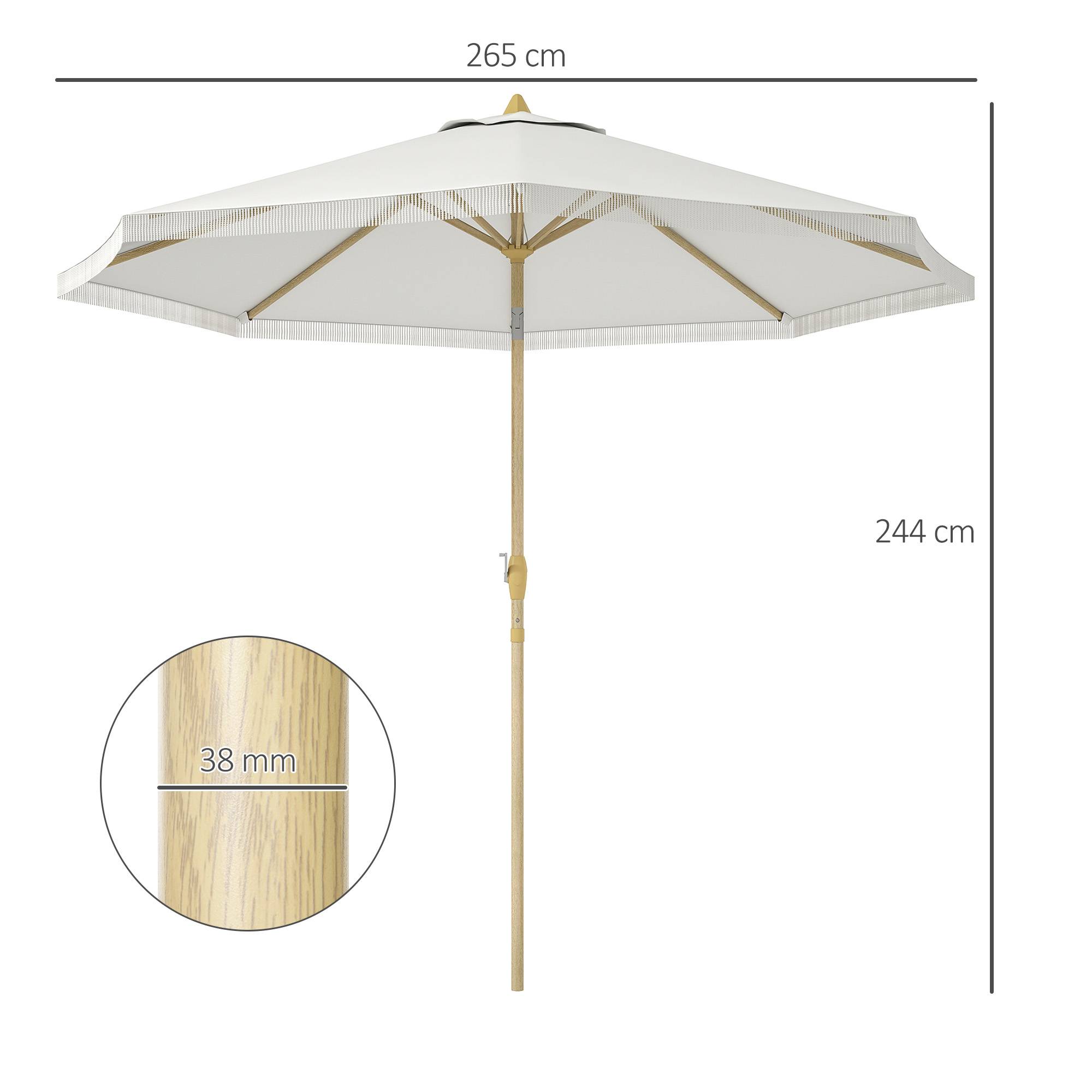 Parasol inclinable en acier et polyester blanc 172 x 172 x 208 cm - PANGIVO - Image 5