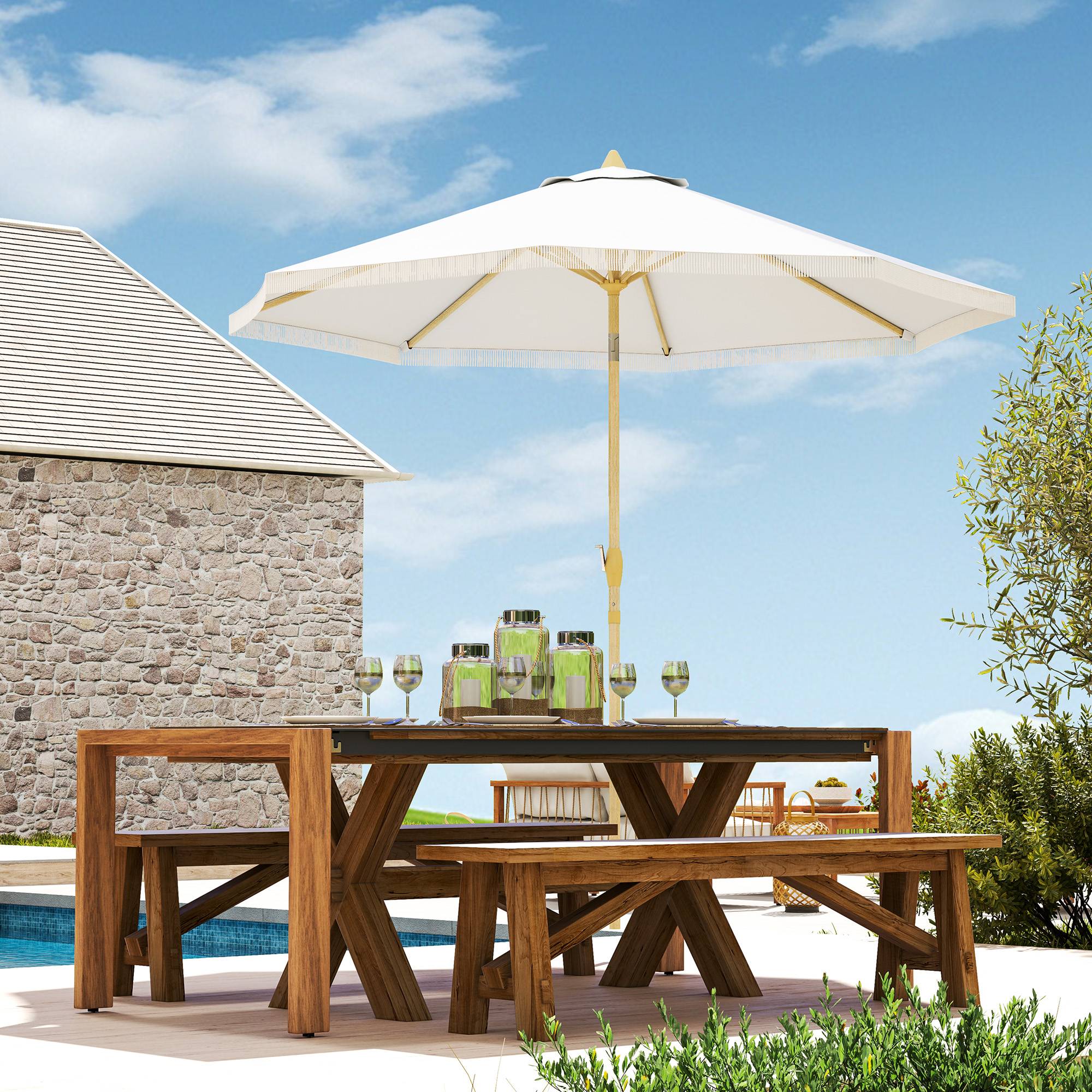 Parasol inclinable en acier et polyester blanc 172 x 172 x 208 cm - PANGIVO - Image 3