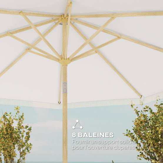Parasol inclinable en acier et polyester blanc 172 x 172 x 208 cm - PANGIVO - Image 9