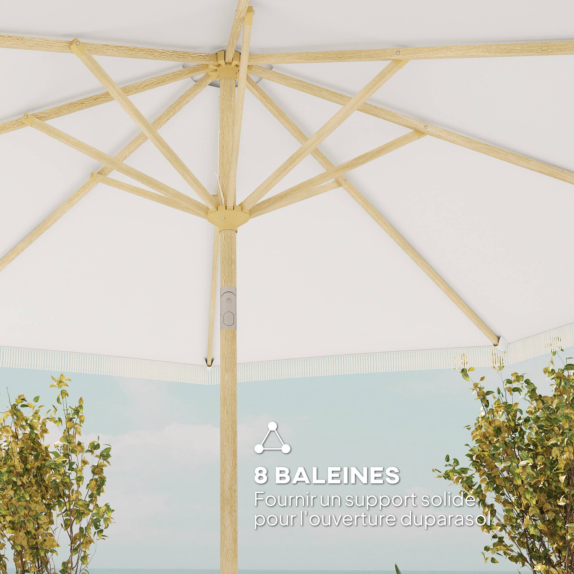 Parasol inclinable en acier et polyester blanc 172 x 172 x 208 cm - PANGIVO - Image 9