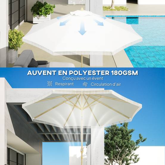 Parasol inclinable en acier et polyester blanc 172 x 172 x 208 cm - PANGIVO - Image 8