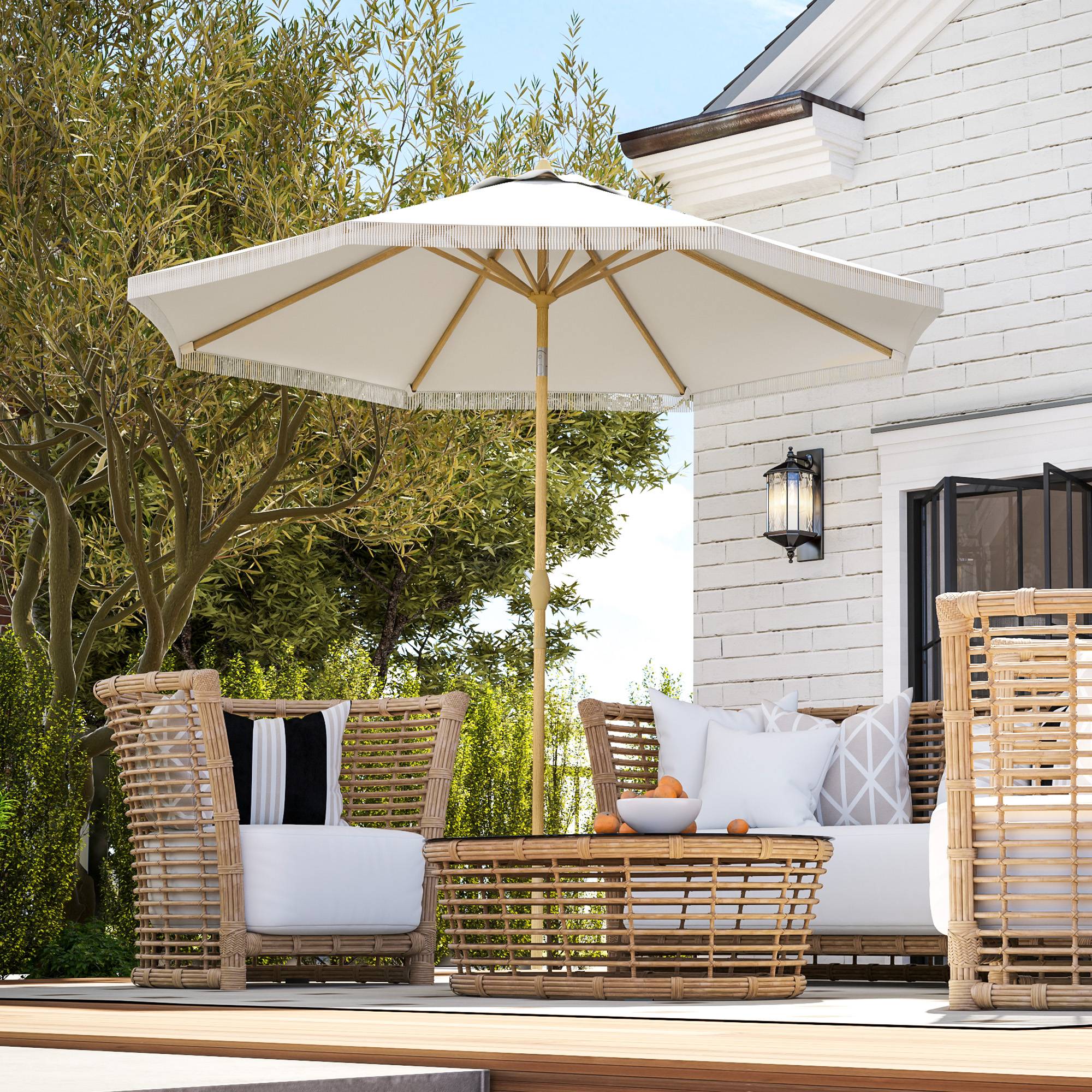 Parasol inclinable en acier et polyester blanc 172 x 172 x 208 cm - PANGIVO - Image 4