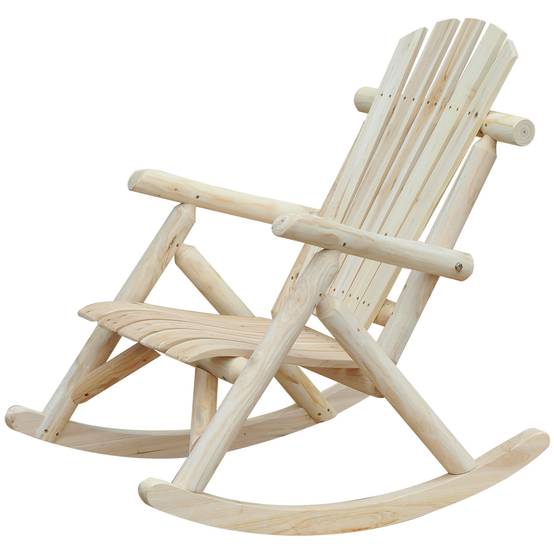 Fauteuil à bascule bois de sapin jardin dossier haut ergonomique nature - ComfortXL Outdoor Living - Image 2