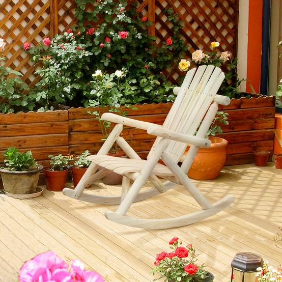 Fauteuil à bascule bois de sapin jardin dossier haut ergonomique nature - ComfortXL Outdoor Living - Image 4