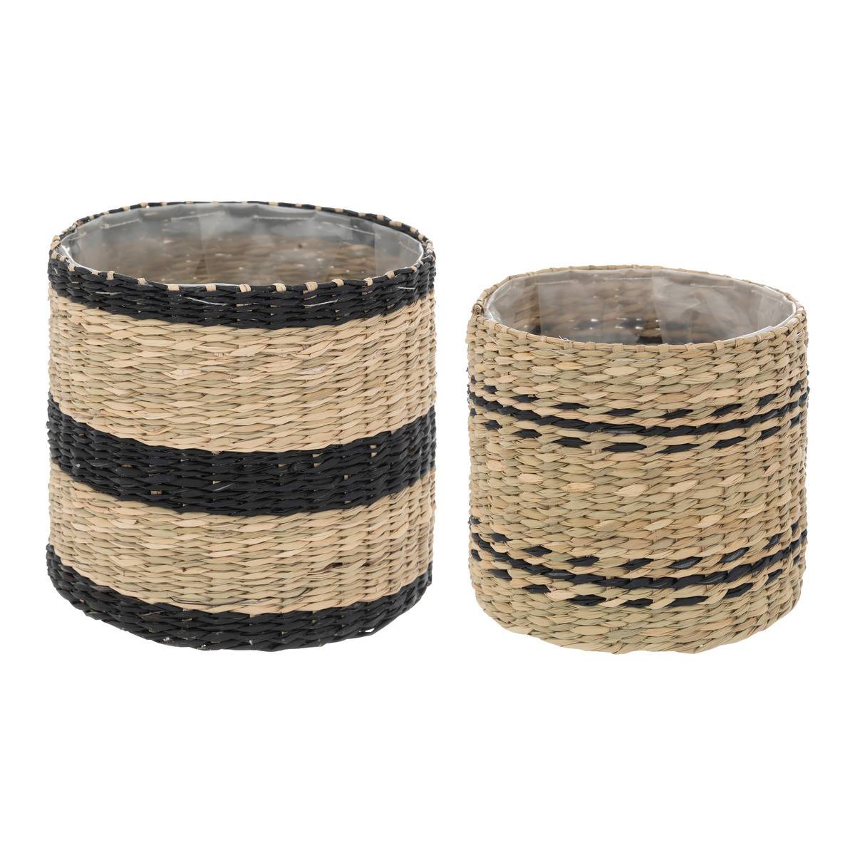 Lot de 2 Cache-pots en fibre naturelle D 16 et D 14 cm - Image 1