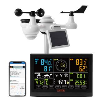 VEVOR Station Météo Wi-Fi Sans Fil 7-en-1 Capteur Extérieur Écran Couleur 7,5 po