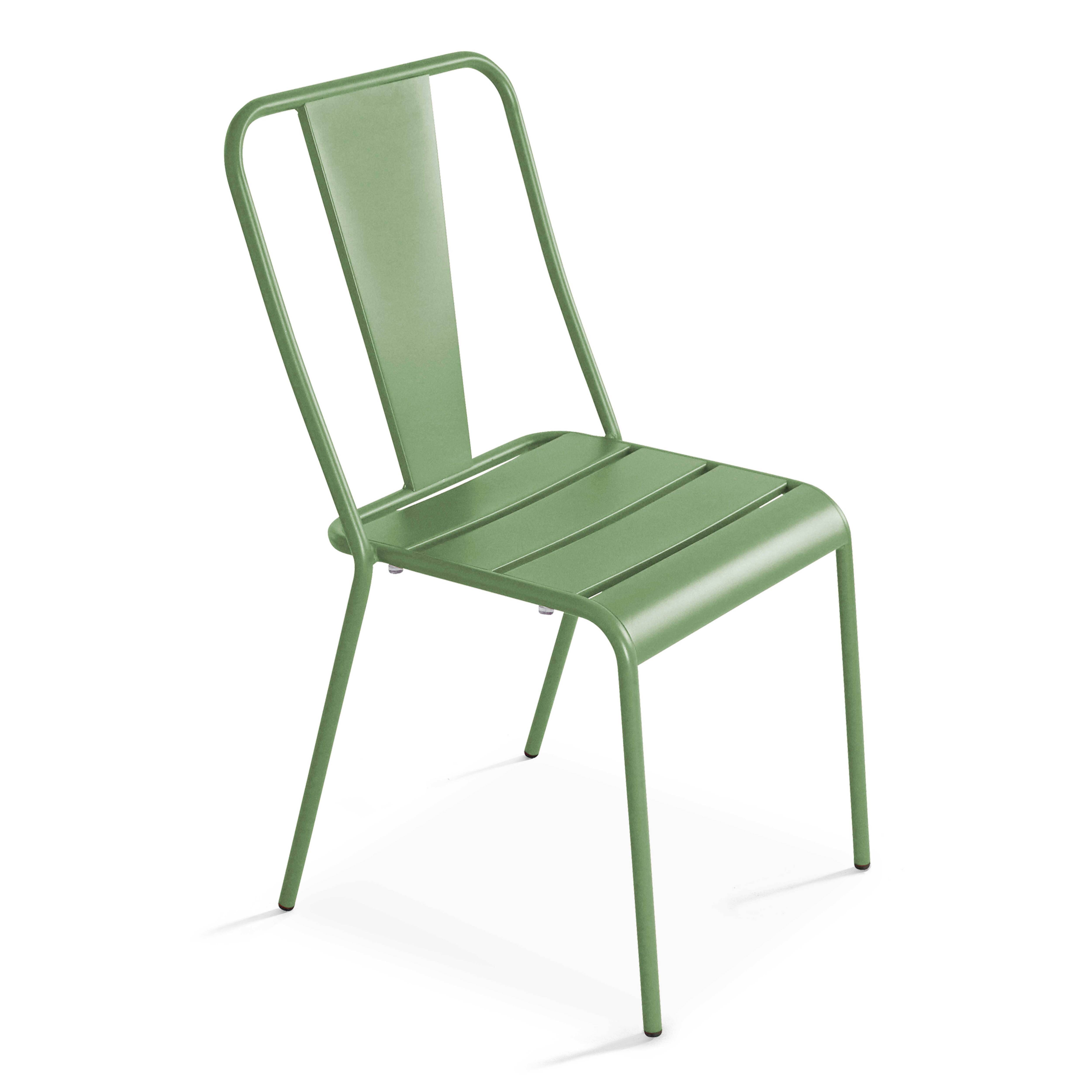 Oviala - Ensemble table ronde et 2 chaises de jardin en métal vert cactus Palavas - Oviala - Image 6