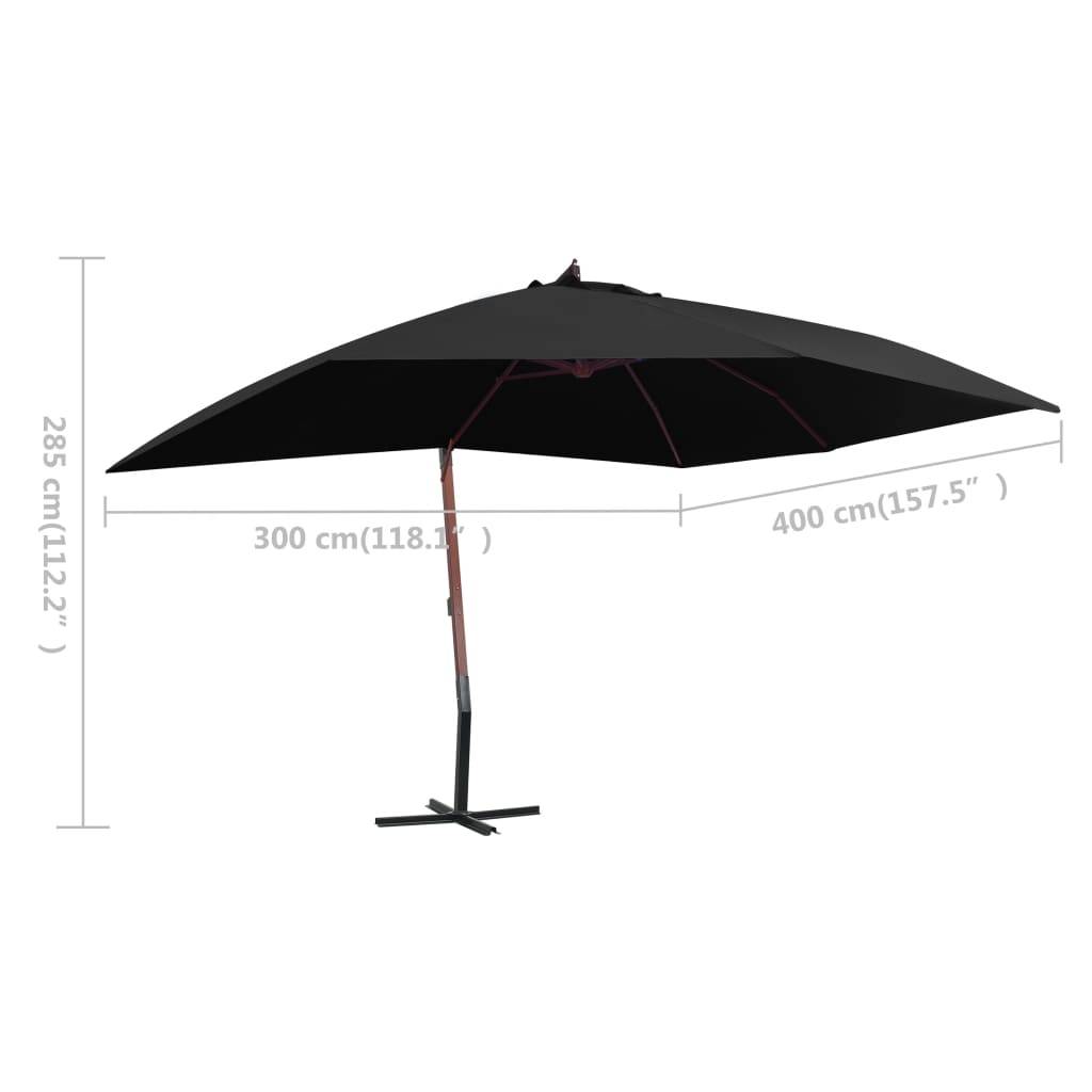 Helloshop26 - Parasol suspendu avec mât en bois 400 x 300 cm noir - Image 7