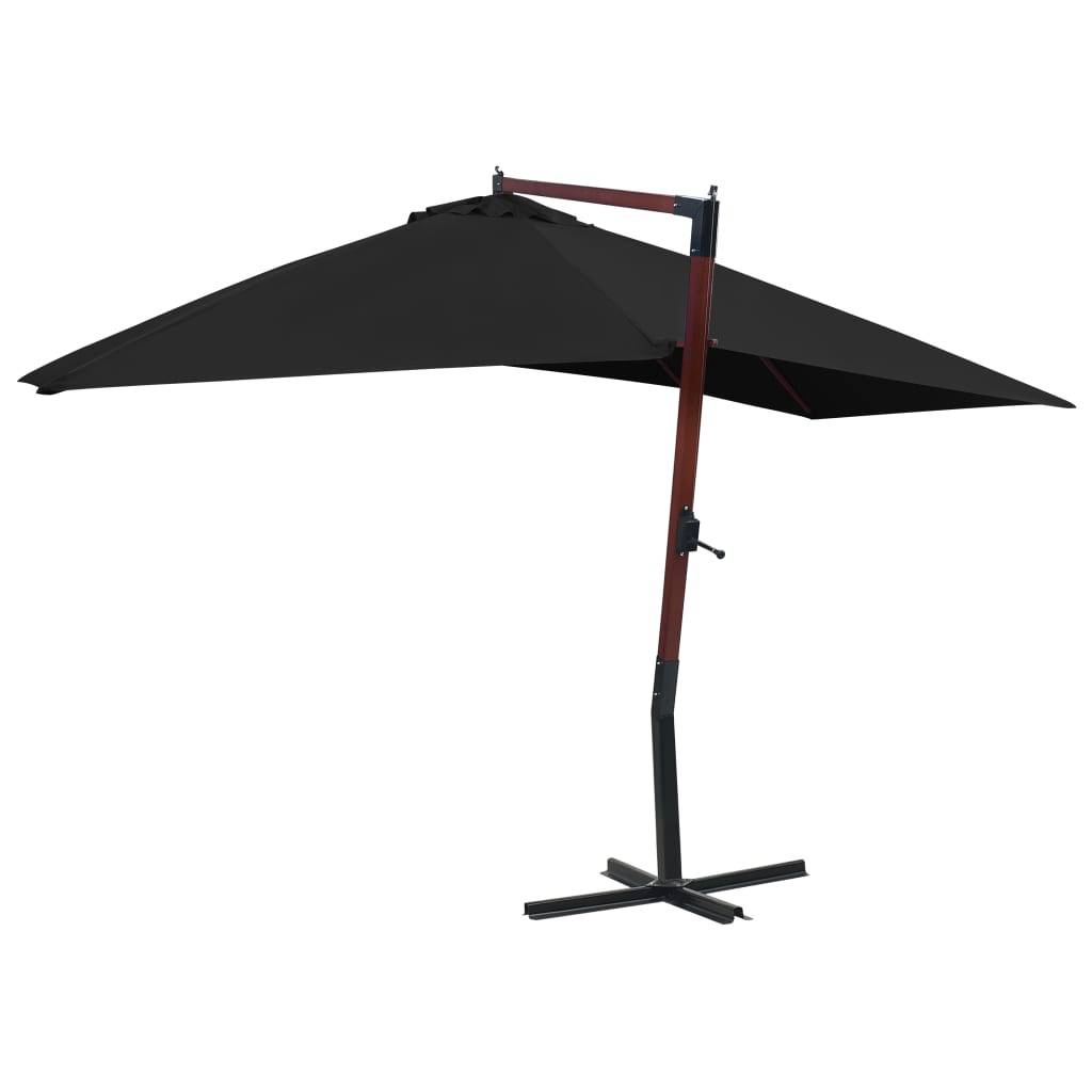 Helloshop26 - Parasol suspendu avec mât en bois 400 x 300 cm noir - Image 3