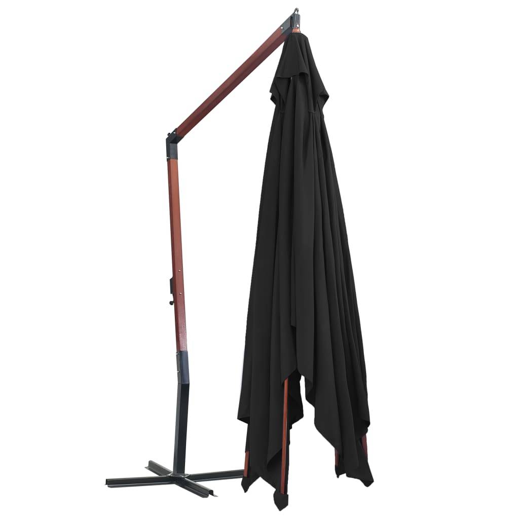 Helloshop26 - Parasol suspendu avec mât en bois 400 x 300 cm noir - Image 4