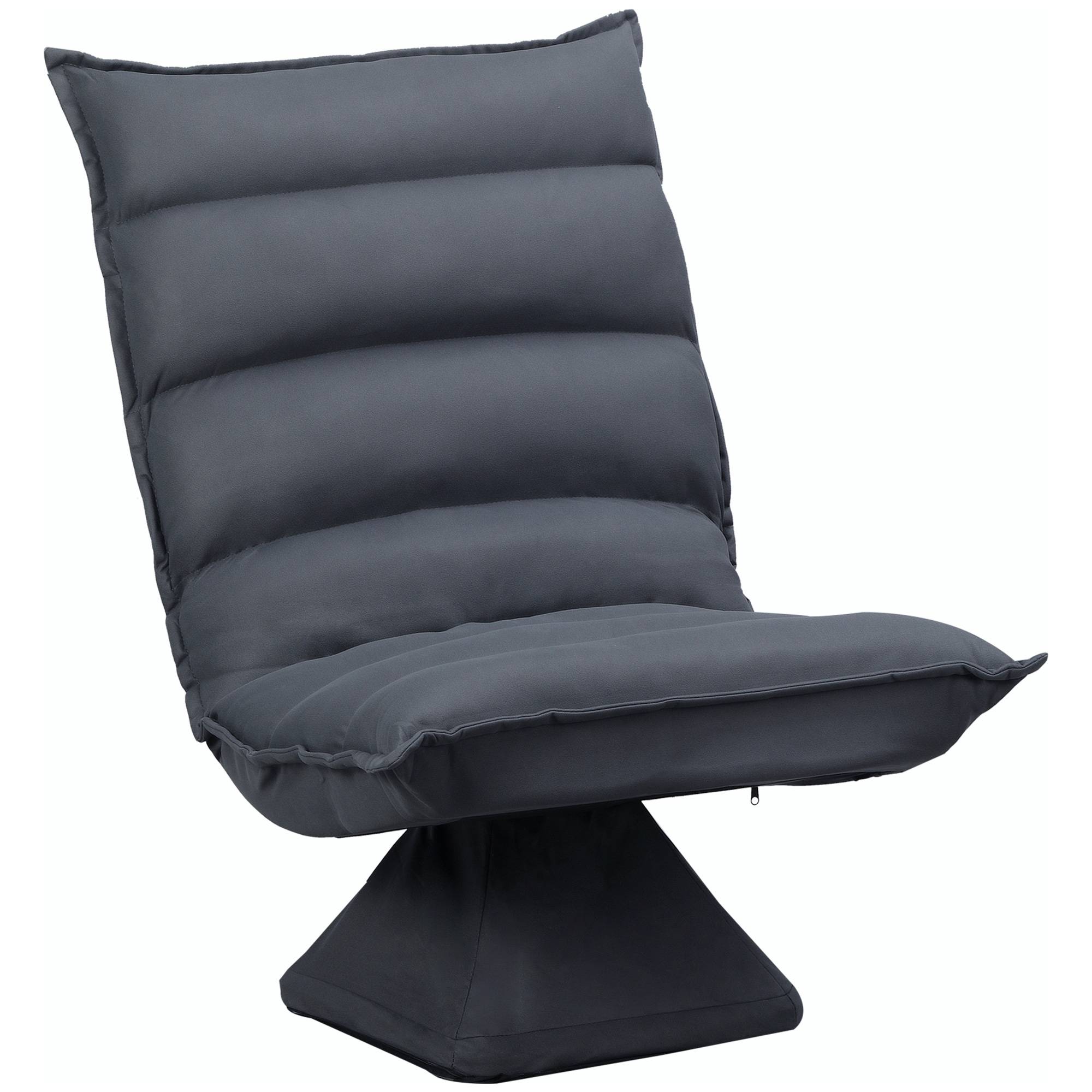 Fauteuil de sol paresseux pivotant 360° avec dossier inclinable design capitonné 62 x 62 x 95 cm gris foncé - Image 1