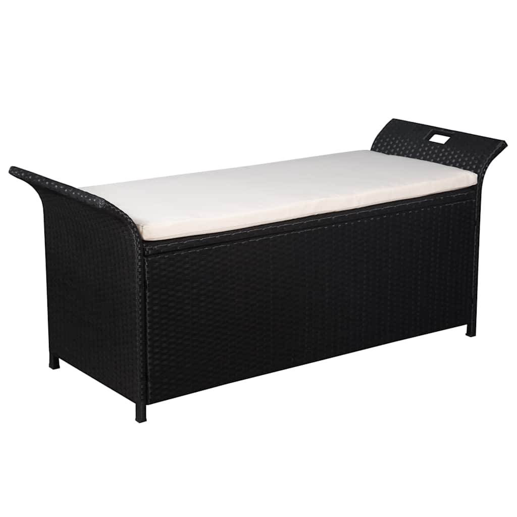 Vidaxl - Banc de jardin avec coussin 138 cm Résine tressée Noir vidaXL 44183 - Image 1