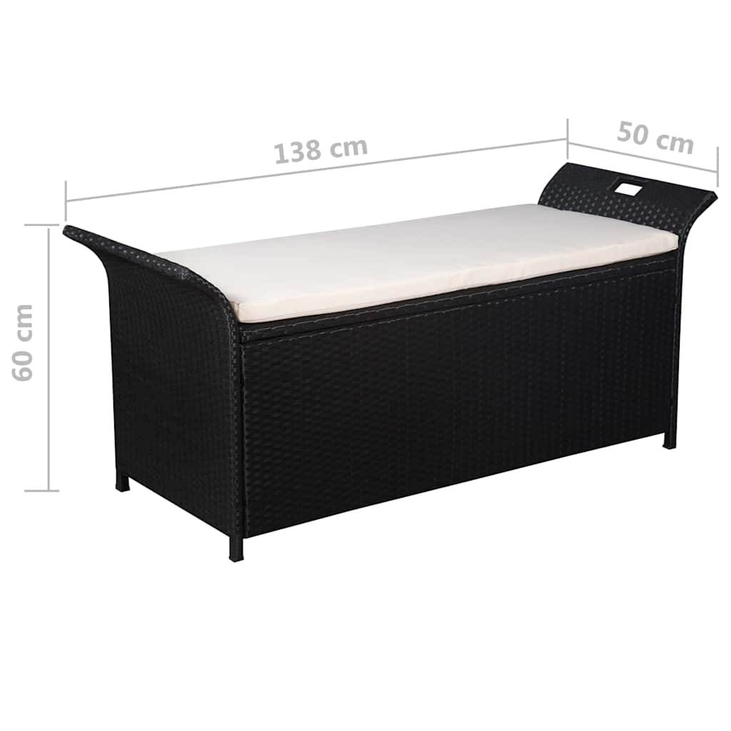 Vidaxl - Banc de jardin avec coussin 138 cm Résine tressée Noir vidaXL 44183 - Image 3