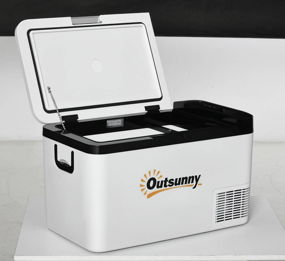 Réfrigérateur Portable 25 L 12/24 V à Compresseur -20 °C, Frigo-Congélateur Voiture avec LED et Poignées Pliables, Camping/Maison, Blanc - Image 1