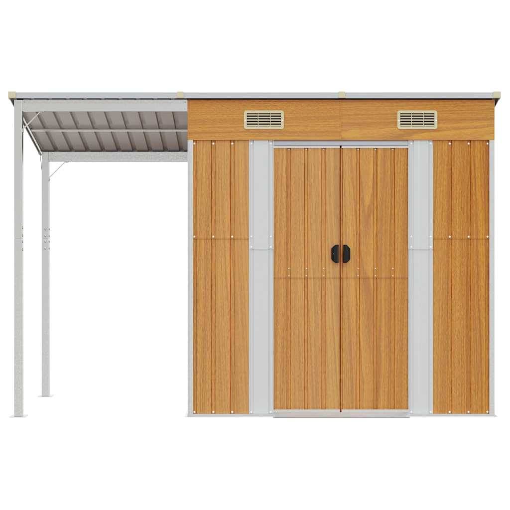 Abri de jardin acier galvanisé marron clair 277 x 107 x 157/181 cm - PANGIVO - Image 3