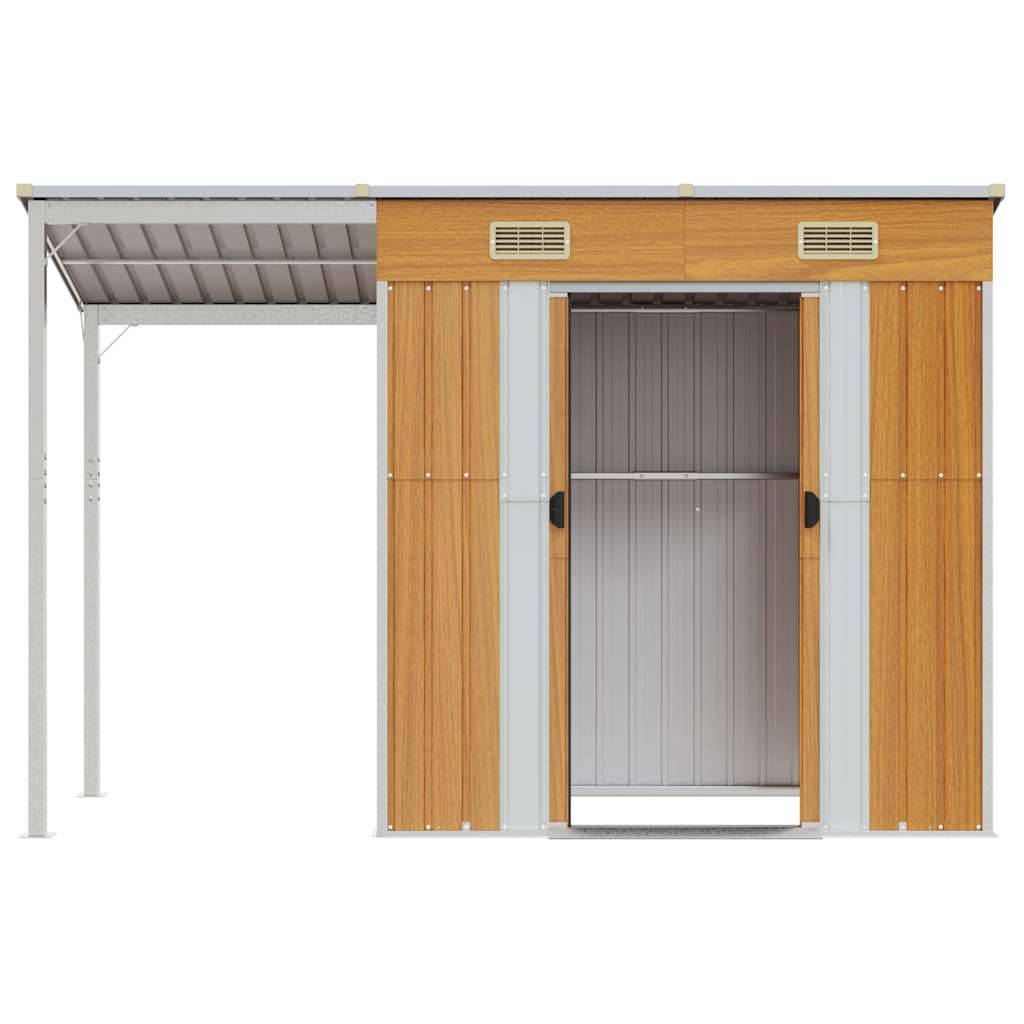 Abri de jardin acier galvanisé marron clair 277 x 107 x 157/181 cm - PANGIVO - Image 4