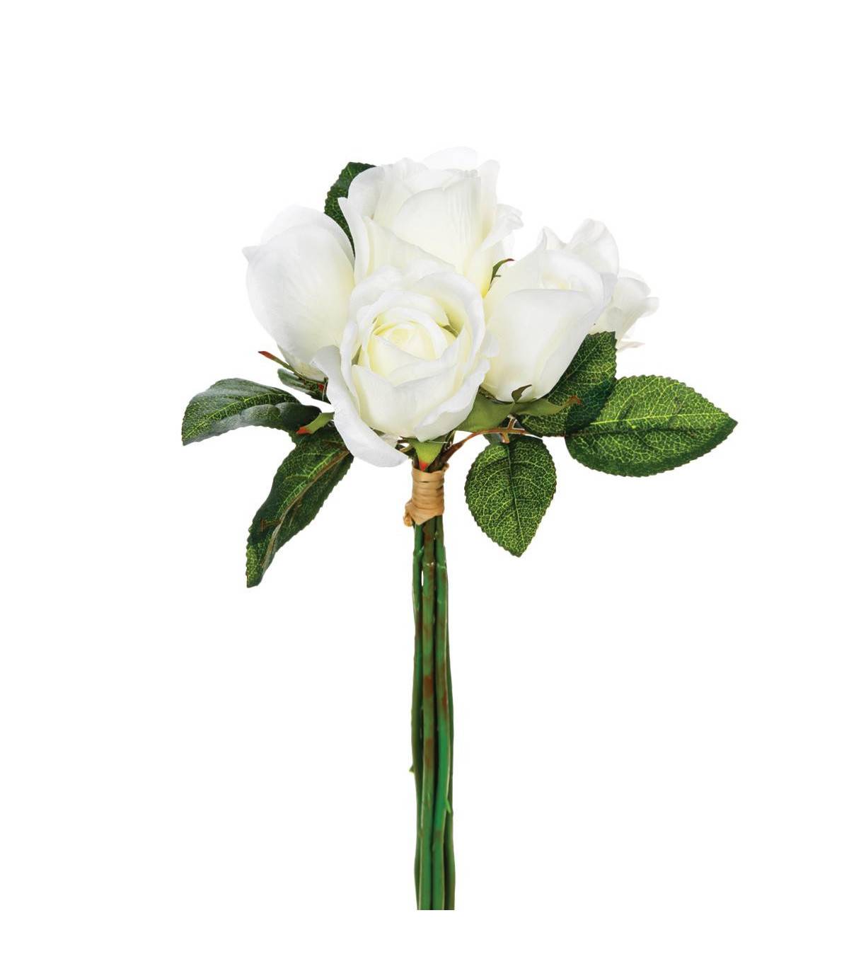 Bouquet de Fleurs artificielles 7 Roses Blanches D. 20 x H. 30 cm - Image 1