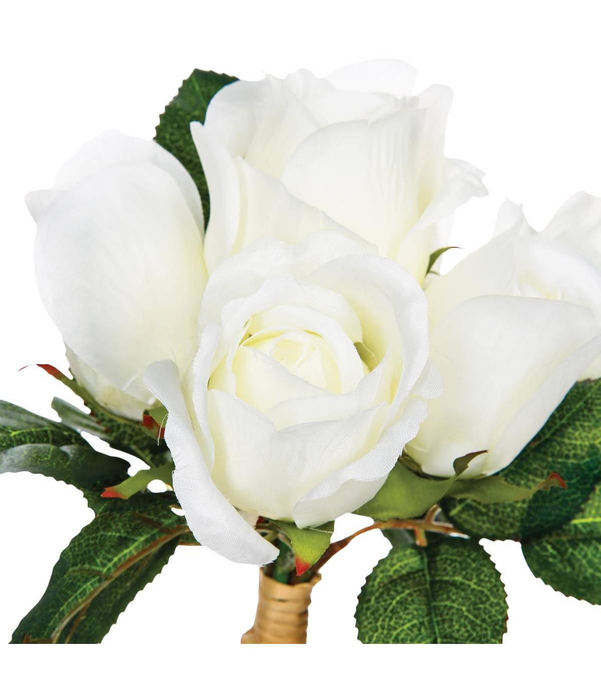 Bouquet de Fleurs artificielles 7 Roses Blanches D. 20 x H. 30 cm - Image 2