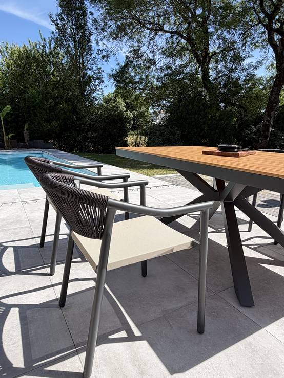 Dcb Garden - Ensemble repas de jardin 4 places en alu - Gris anthracite - LAMU - Image 5