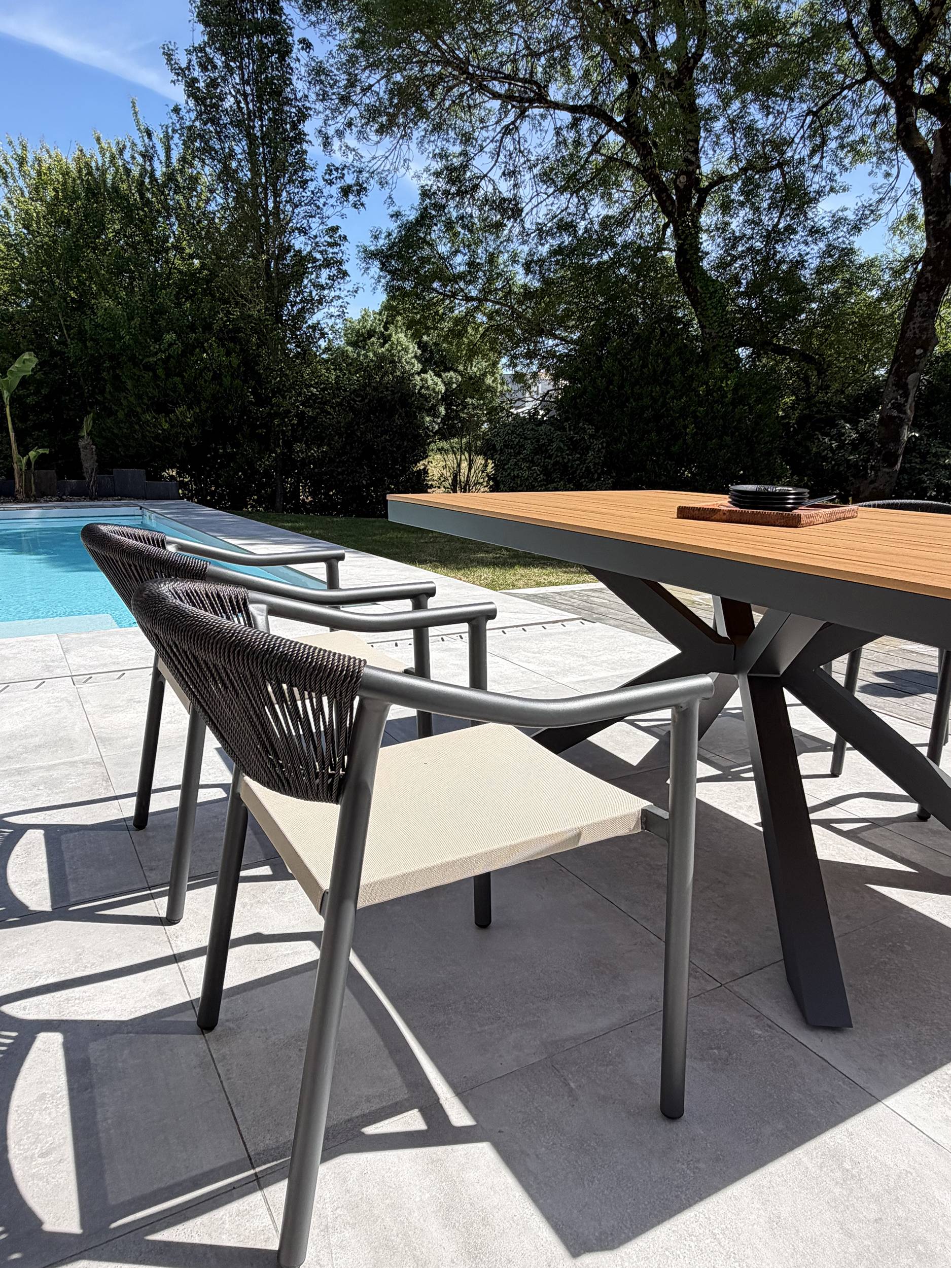 Dcb Garden - Ensemble repas de jardin 4 places en alu - Gris anthracite - LAMU - Image 5