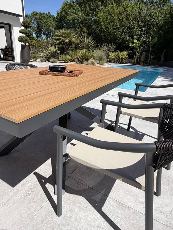 Dcb Garden - Ensemble repas de jardin 4 places en alu - Gris anthracite - LAMU - Image 2