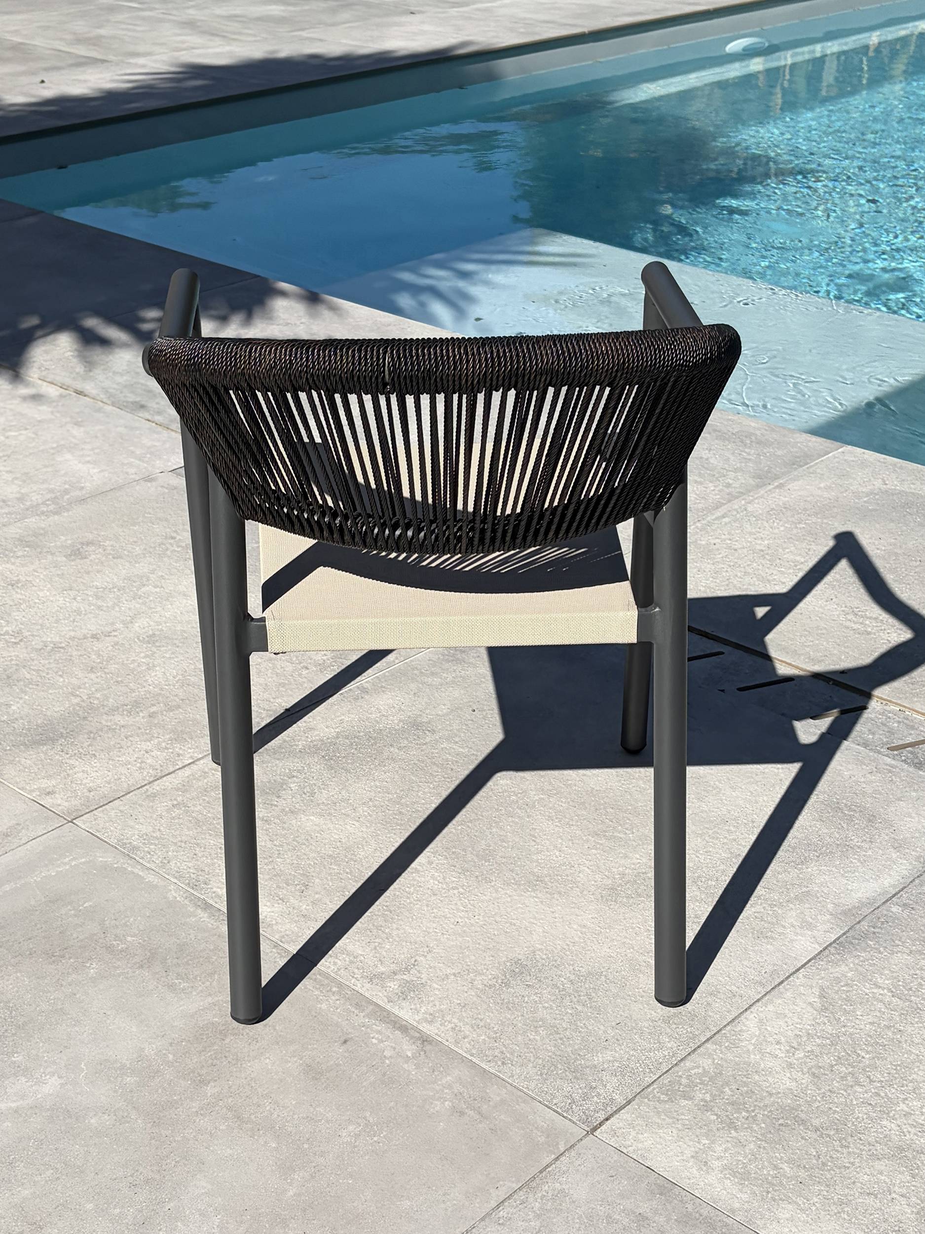Dcb Garden - Ensemble repas de jardin 4 places en alu - Gris anthracite - LAMU - Image 6