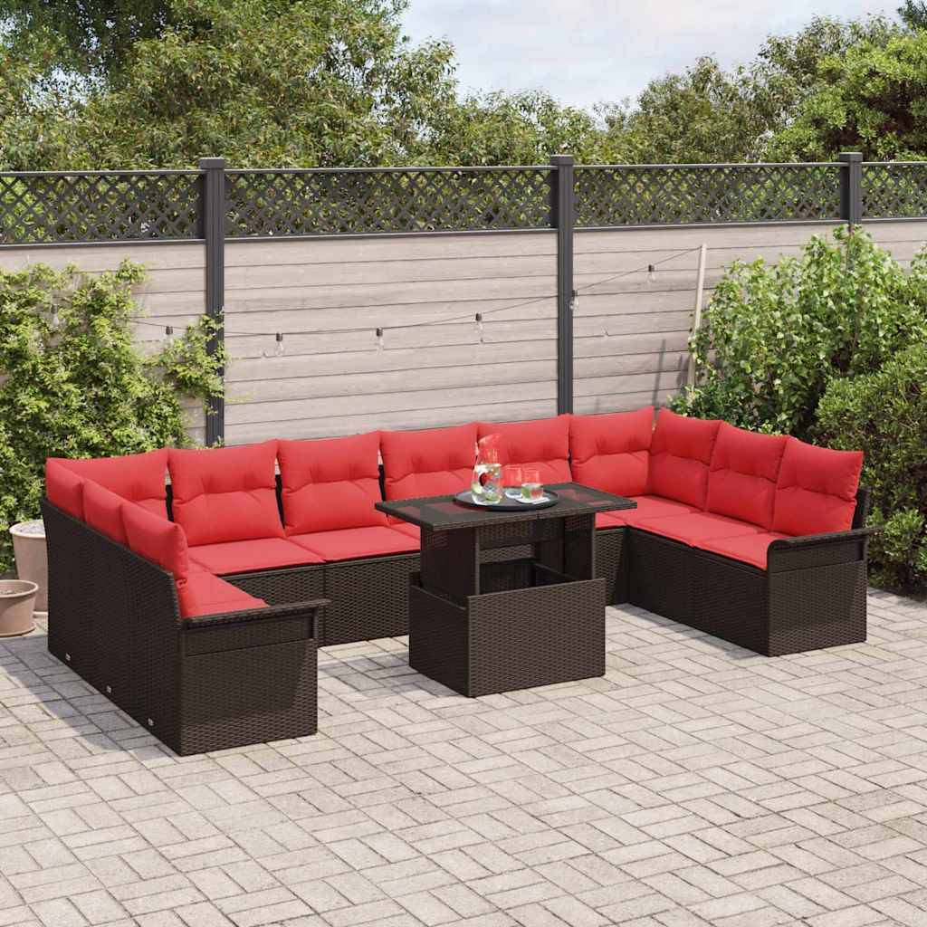 Vidaxl - Ensemble de canapé de jardin 11 pcs Marron Poly rotin vidaXL 3348360 - Image 4