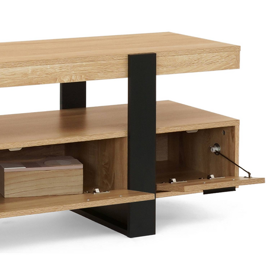 Meuble TV 140 cm PHOENIX avec tiroirs bois et noir - Image 6