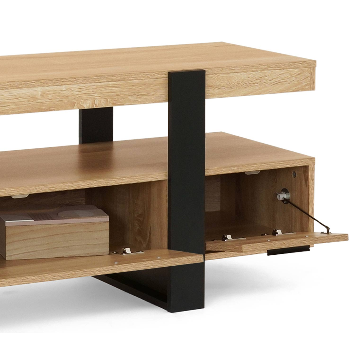 Meuble TV 140 cm PHOENIX avec tiroirs bois et noir - Image 6