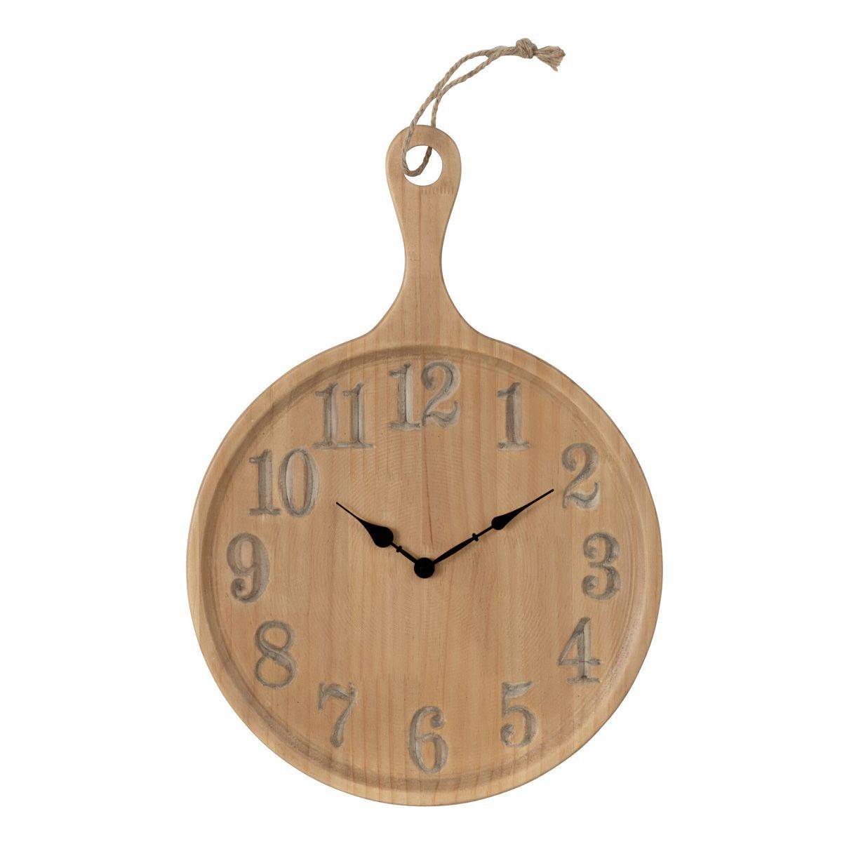 J-Line - Horloge Murale en Bois "Planche" 57cm Naturel - Image 1