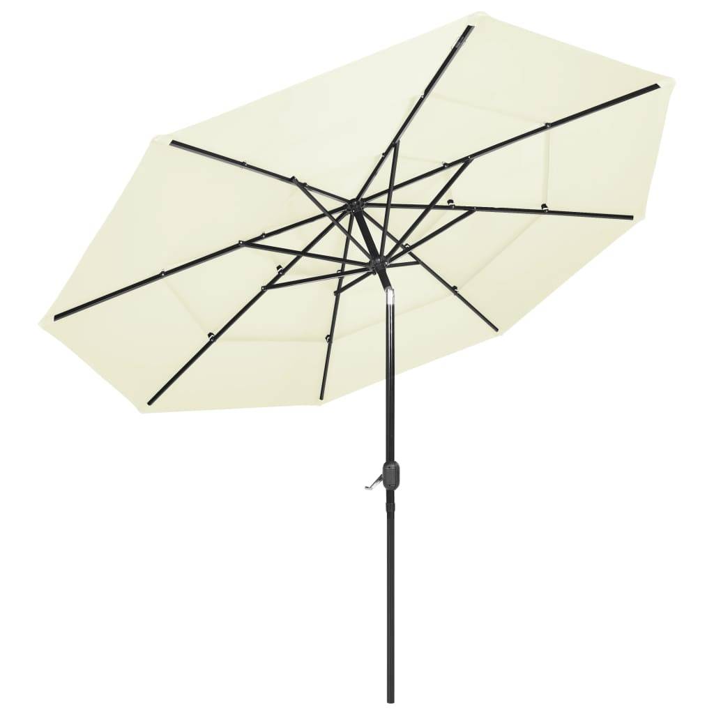 Helloshop26 - Parasol à 3 niveaux avec mât en aluminium 3 m sable - Image 3