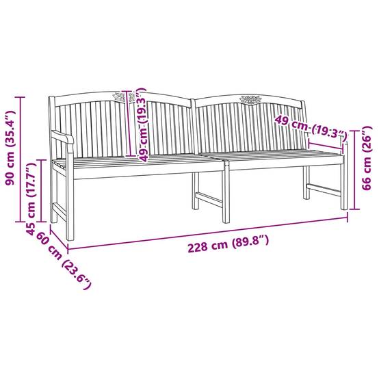 PANGIVO - Banc de jardin bois de teck naturel 228 x 60 x 90 cm - PANGIVO - Image 8