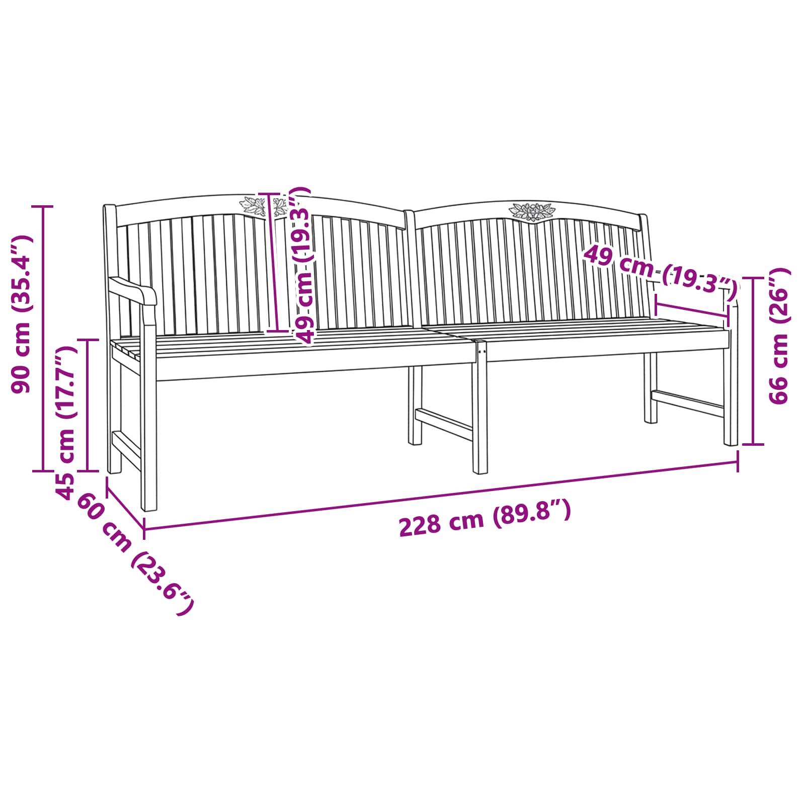 PANGIVO - Banc de jardin bois de teck naturel 228 x 60 x 90 cm - PANGIVO - Image 8