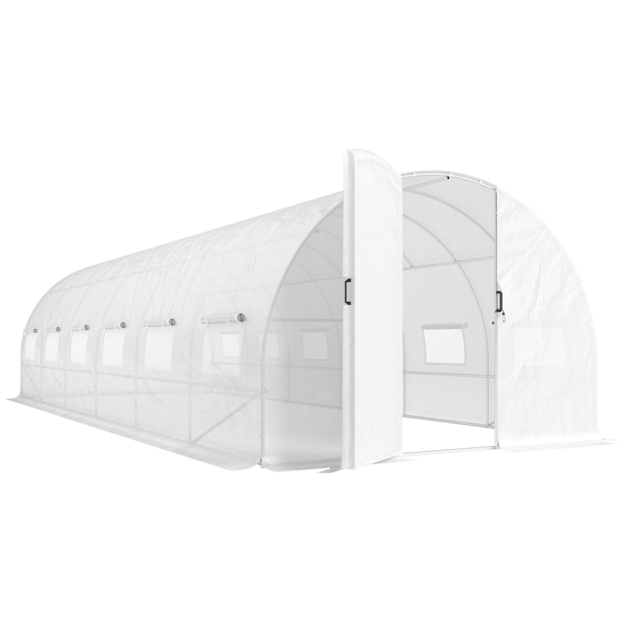 Outsunny - Serre tunnel de jardin 24m² 295x798x199cm - avec portes et 12 fenêtres avec moustiquaires - bâche PE 140 g/m² - blanc - Outsunny - Image 1