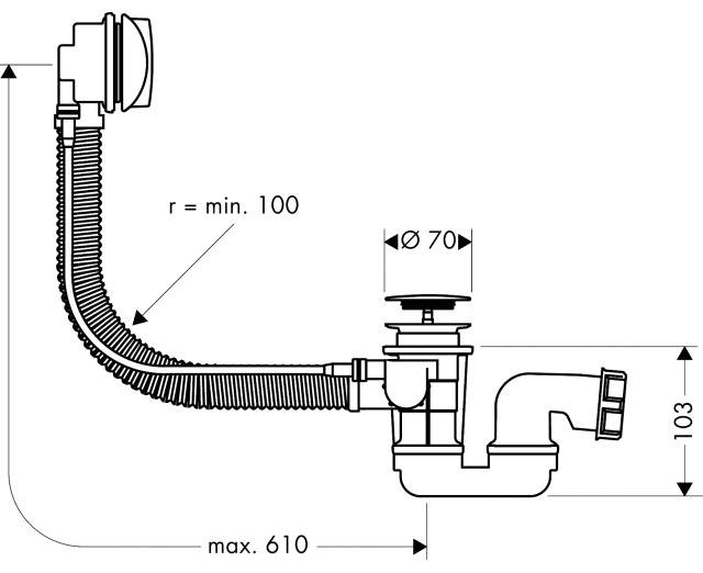 Vidage baignoire automatique FLEXAPLUS E à câble - HANSGROHE - 58142000 - Image 2