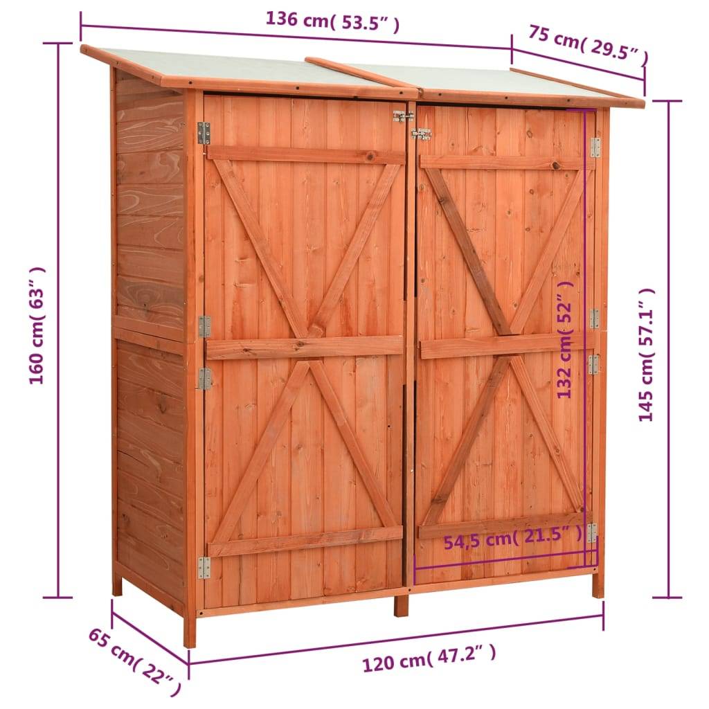 Helloshop26 - Abri de jardin cabane cabanon maison de stockage remise extérieur hangar outils robuste 136 x 75 x 160 cm Bois de sapin massif marron - Image 9