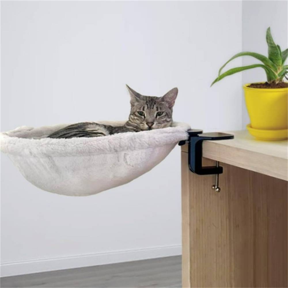 MCBOSON Lit de bureau pour chat en hamac réglable Tenue de rechange blanche - Image 3
