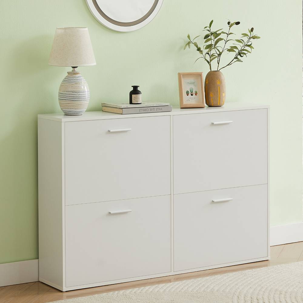 Meuble à Chaussures - Armoire à Chaussures 4 Abattants - Blanc CASABEL - Image 1
