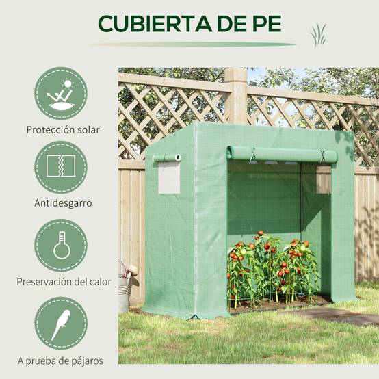 Serre de Jardin Acier pour Tomates et Fleurs avec Porte Enroulable 200x76x168 cm Vert - ComfortXL Outdoor Living - Image 6