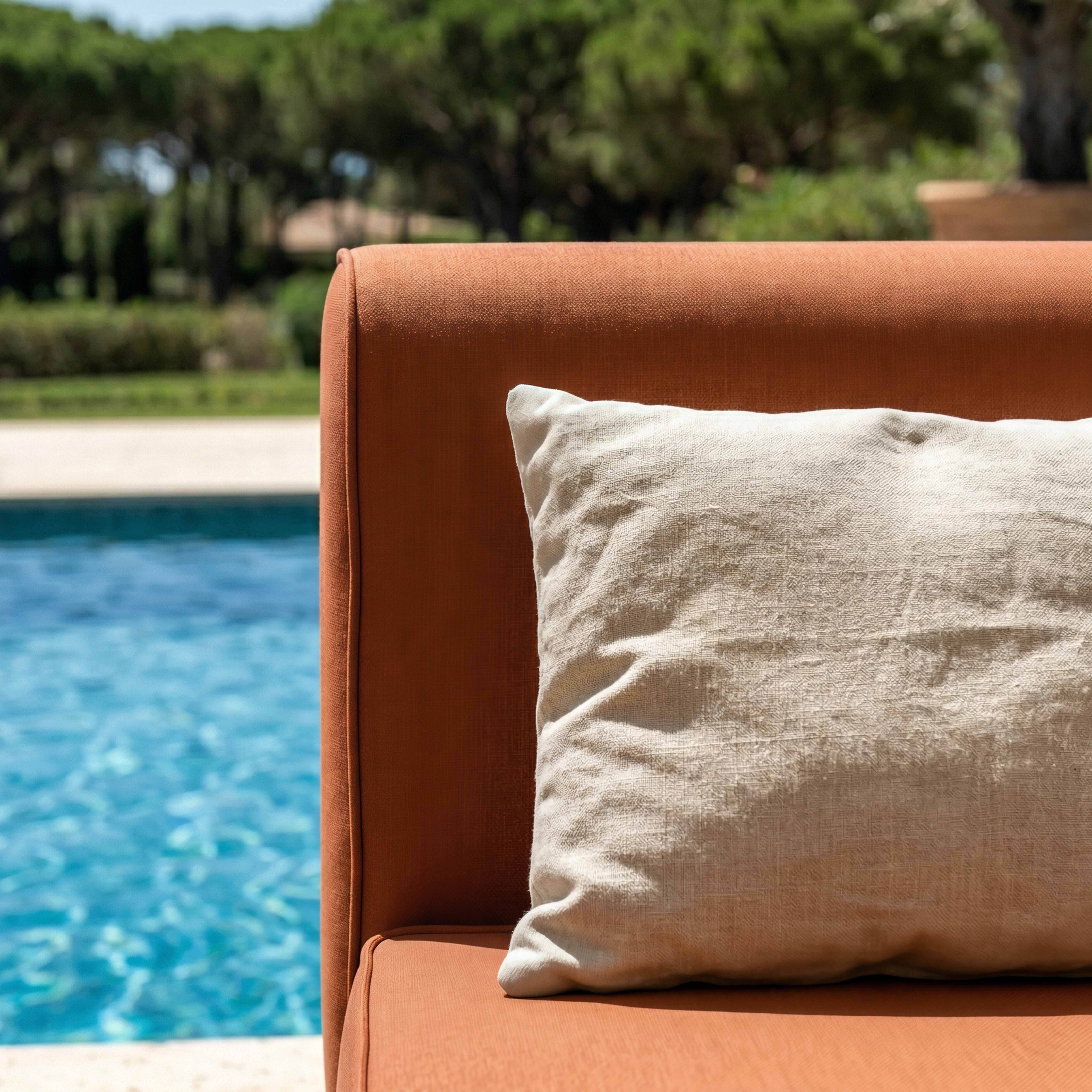 Oviala - Méridienne pour salon de jardin modulable en tissu terracotta Patio - Oviala - Image 5