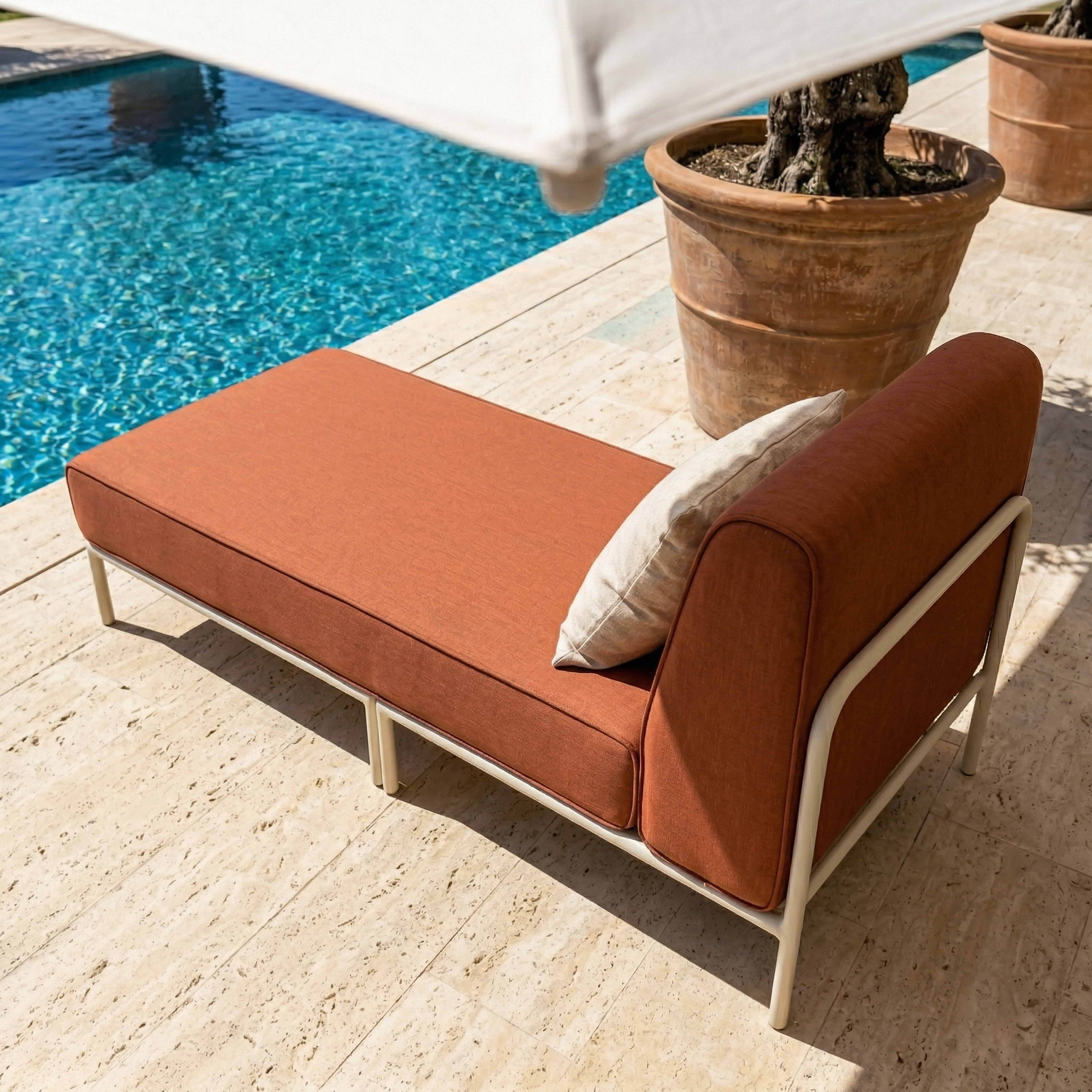 Oviala - Méridienne pour salon de jardin modulable en tissu terracotta Patio - Oviala - Image 3