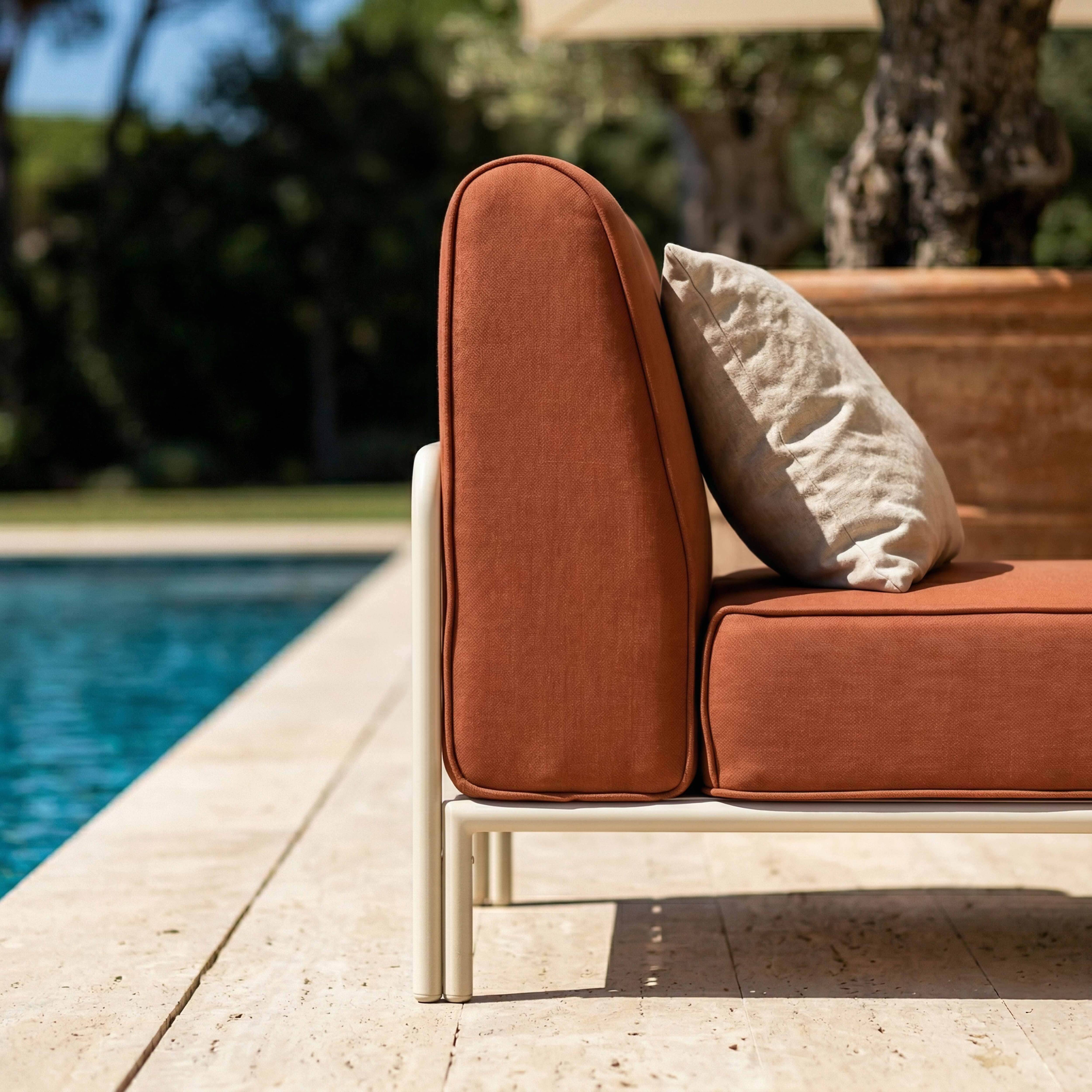 Oviala - Méridienne pour salon de jardin modulable en tissu terracotta Patio - Oviala - Image 4